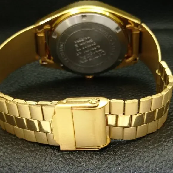 Vintage 1974 Citizen Automatic Mens Gold Watch W/daydate & Red accents - Picture 2 of 8